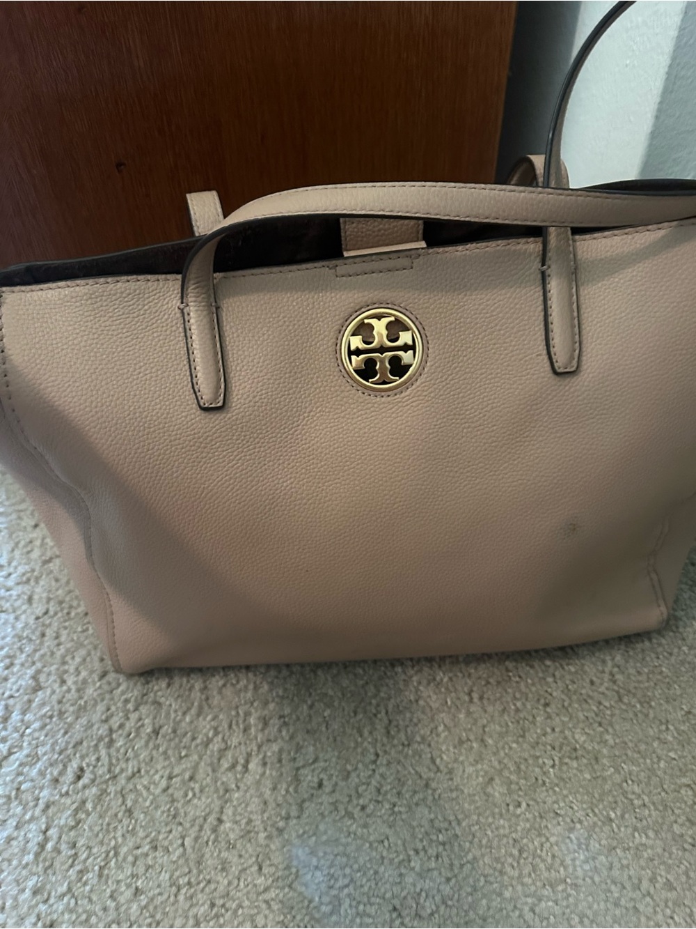 Tory Burch Pebbled Leather Tote in Blush
